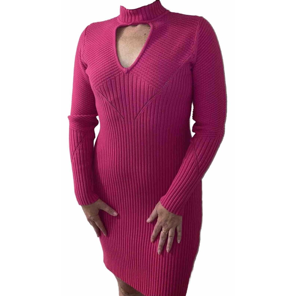 Hot pink Guess Sweater Dress Long Sleeve Cutout‎ size Medium